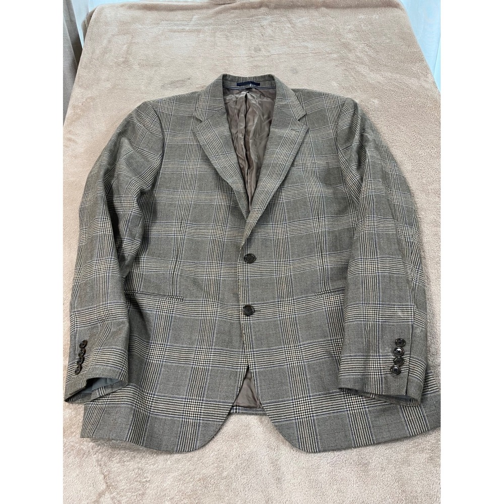 J. Crew Ludlow Slim Fit Houndstooth Blazer 46R Gray Brown British Moon Woven EUC